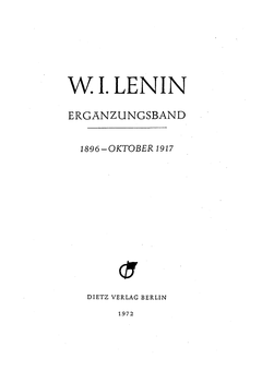 Titelblatt Ergänzungsband 1896 – Oktober 1917, Faksimile
