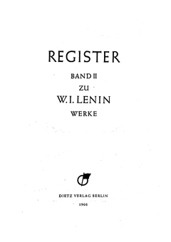 Titelblatt Registerband II – Verzeichnisse, Faksimile